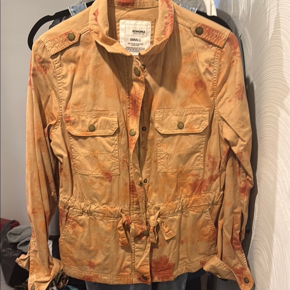 Sonoma Tan Utility Jacket with Epaulettes and Collared Neckline